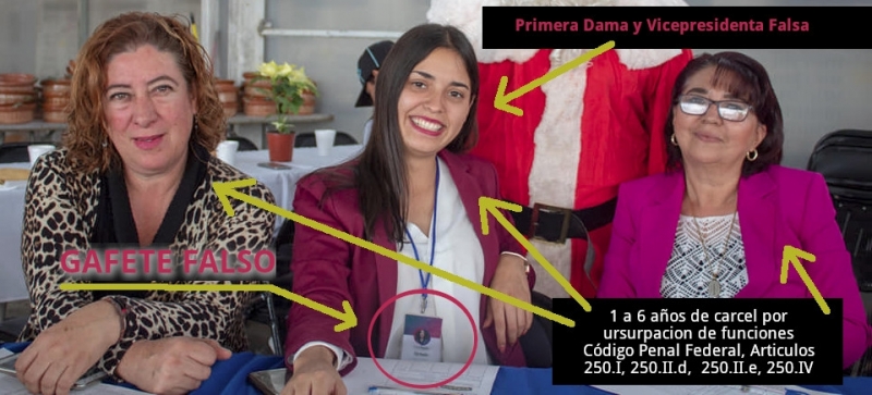 Luz Paula Jimenez ursurpando funciones con gafete falso podria ir a la carcel
